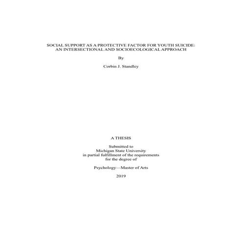 Social Support as a Protective Factor for Youth Suicide: An ...