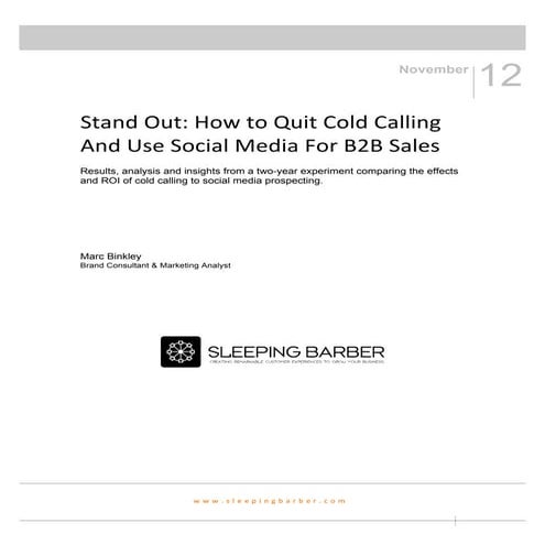 Stand Out! How to quit cold calling and use social media for B2B sales
