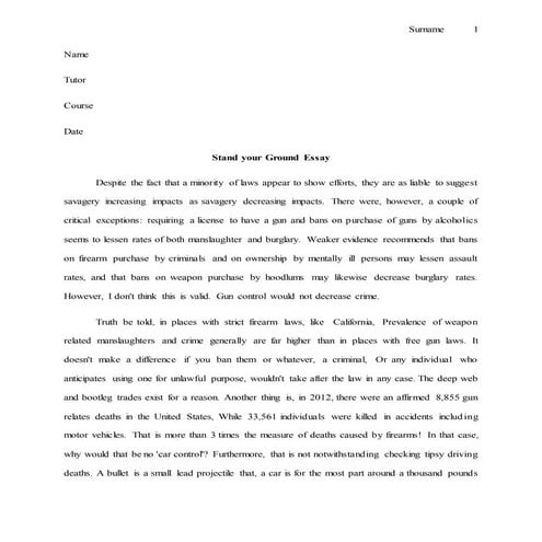 Stand your ground essay