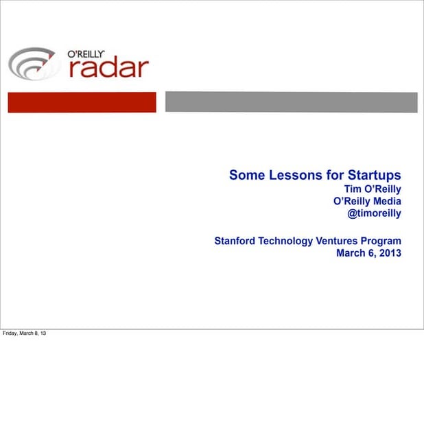Some Lessons for Startups (pdf with notes)