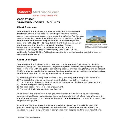 Stanford Case Study October 2011