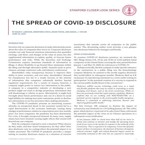 The Spread of COVID-19 Disclosure