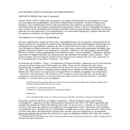 Arthur Prior Temporal and Modal Logic