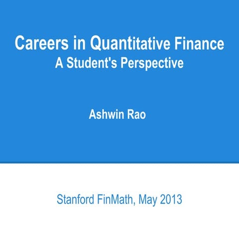 Stanford FinMath - Careers in Quant Finance