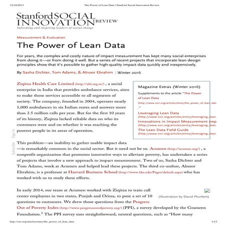 Stanford social innovation review   The Power of Lean Data