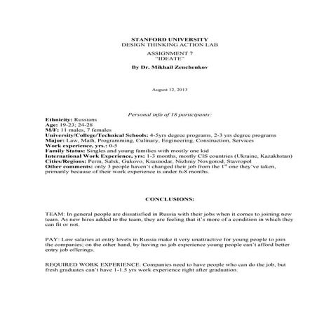 Stanford university ideate-1.0 dr.mikhail zenchenkov