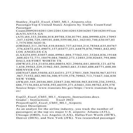 Stanley_Exp22_Excel_Ch03_ML1_Airports.xlsxPassengerTop 6 Unite.docx