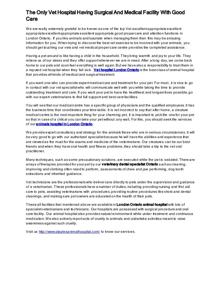 specialist veterinary hospital