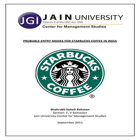 Starbucks India Entry Mode