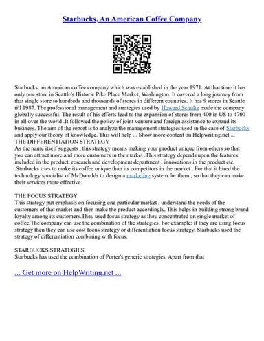 Starbucks, An American Coffee Company