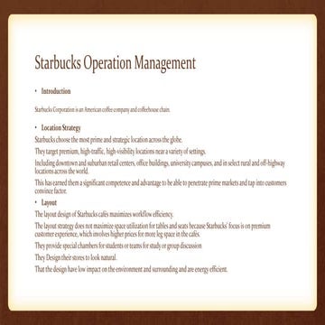 Starbucks operation management