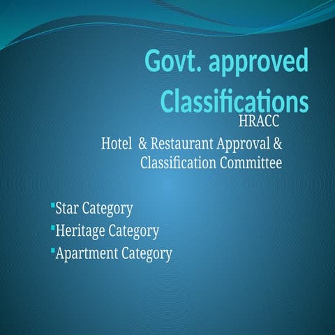 Star Classification of Hotels, Mod I.pptx