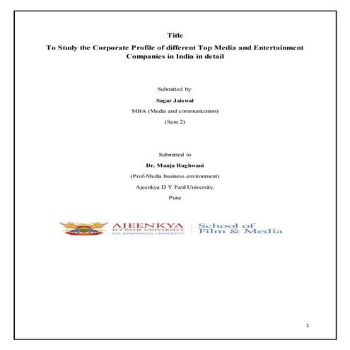 Project report on 'Star India' conglomerate 