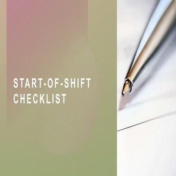 Start-of-Shift Checklist eAuditor Audits & Inspections