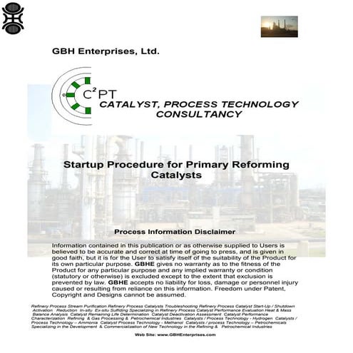 Start Up Procedures for Primary Reforming Catalyst