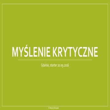 Myślenie krytyczne i narzędzia TOC - prezentacja w Starter Gdańsk, 20.09.2016