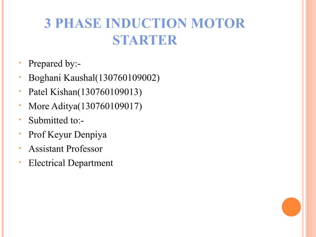 three phase induction machine starter