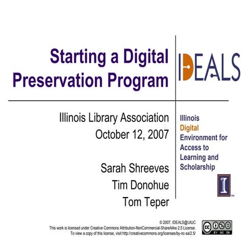 Starting a Digital Preservation Program