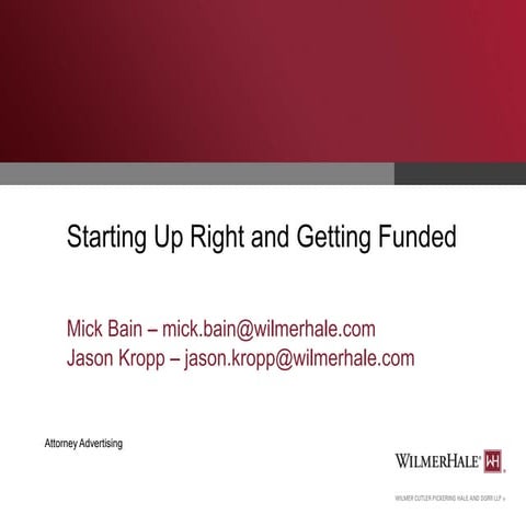 Starting Up Right and Getting Funded