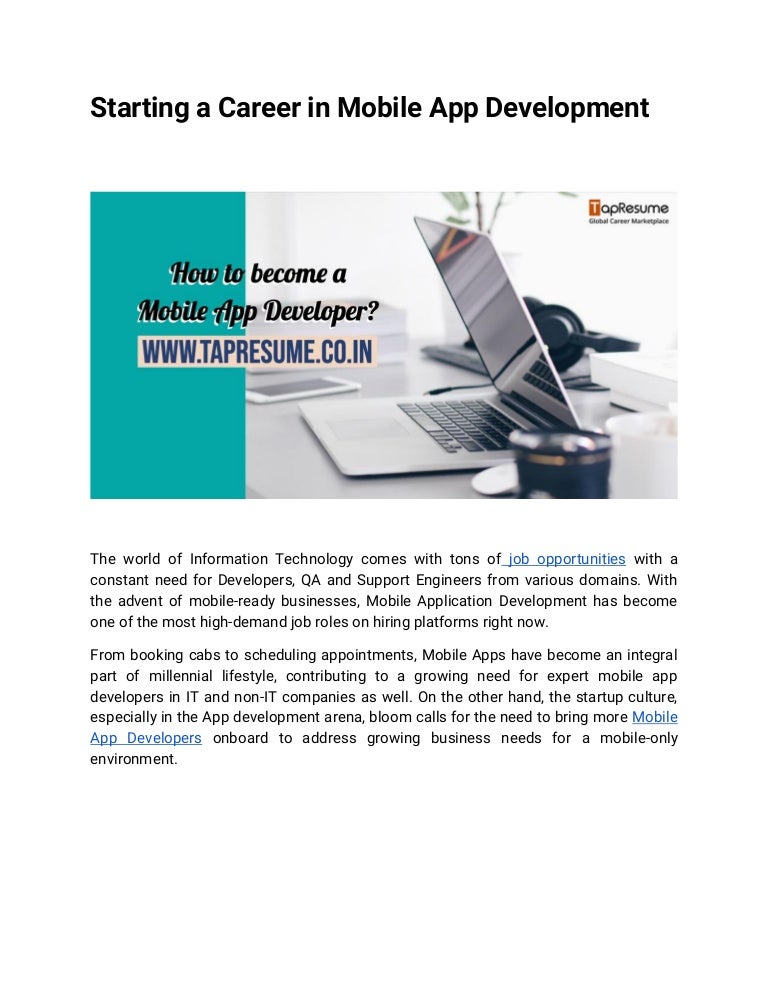 Starting a career in mobile app development
