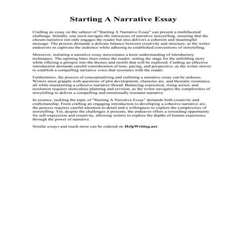 Starting A Narrative Essay. Shaw University