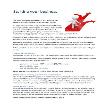 Starting a new buisness.