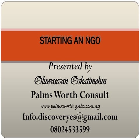 Starting an NGO oct 2009