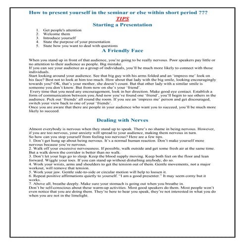 Starting a presentation