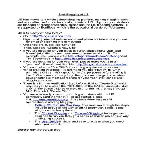 Starting Blogging at LIS