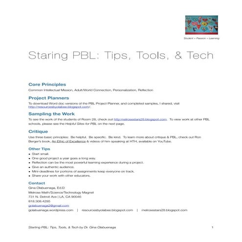 Starting PBL Handout for Symposium