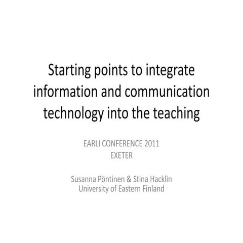 Starting points to integrate information and communication technology