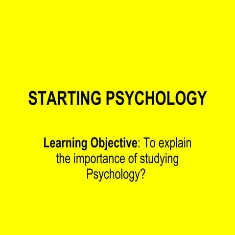 Starting psychology