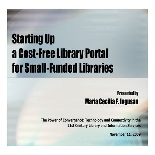 Starting up a cost free library portal for small-funded libraries