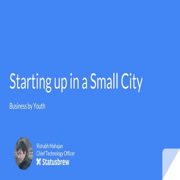 Starting up in a Small City