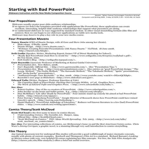 Starting With Bad Power Point: Handout