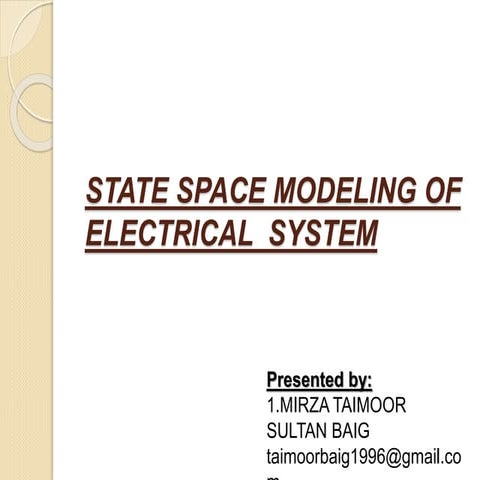 state space modeling of electrical system