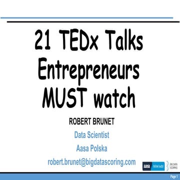 21 TEDx Talks Entrepreneurs MUST watch