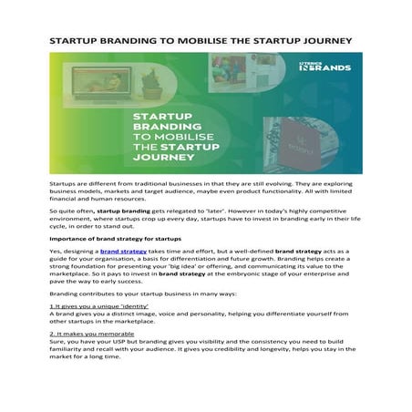 Startup branding to mobilise the startup journey