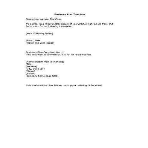 Startup business plan template 1