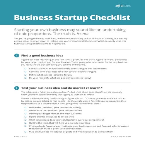 Start-up checklist