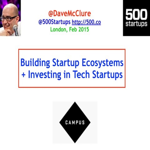 Building Startup Ecosytems & Investing in Tech Startups