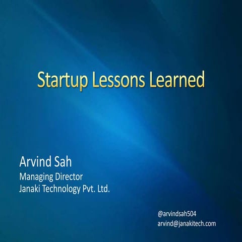 Startup Lessons Learned