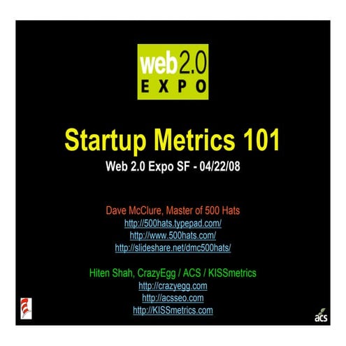 Startup Metrics 101: a Product & Marketing Workshop | PDF