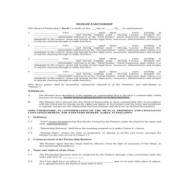 Startup Partnership Deed