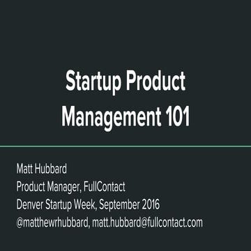 Startup Product Management 101