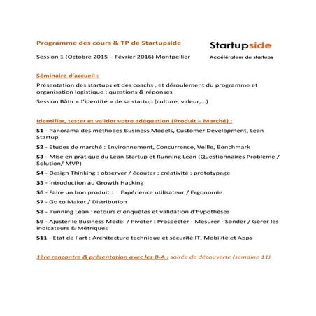 Startupside   programme détaillé des cours & tp 