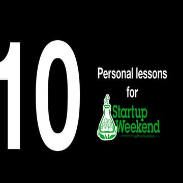 10 personal lessons for Startup weekend