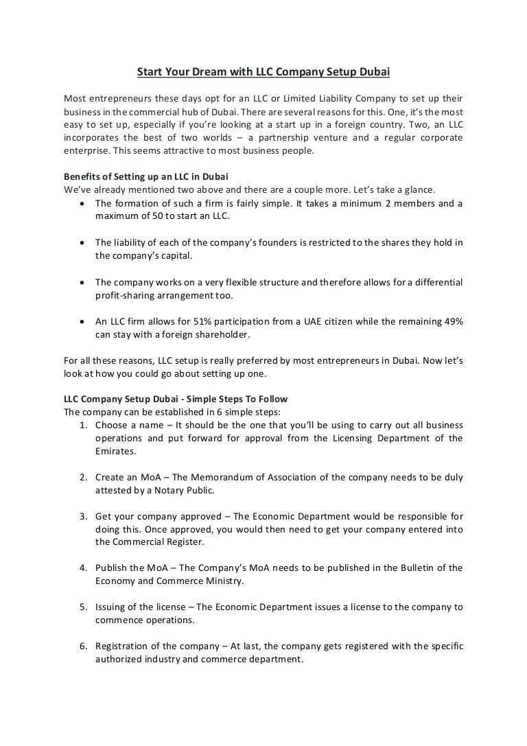 Start Your Dream With Llc Company Setup Dubai