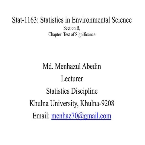 Stat 1163 -statistics in environmental science