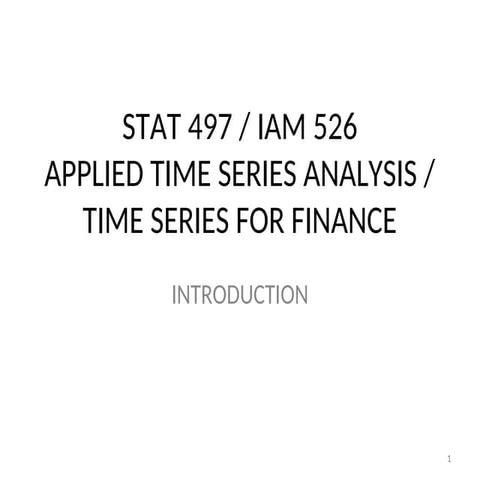 introduction to time series for finance and marketing | PPT